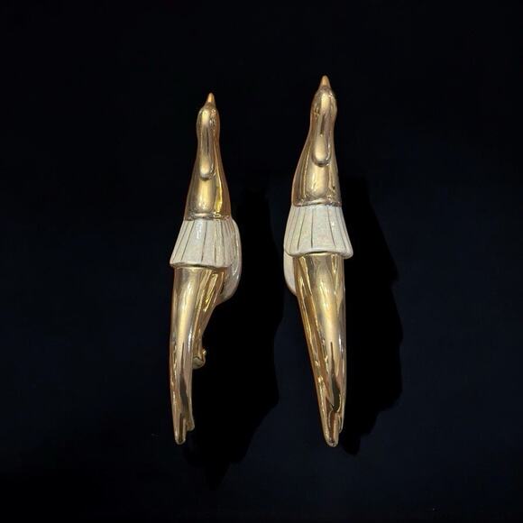 Vintage -MCM -Pair Of Belmonte Porcelain Gold Pheasants 12 In- Perfect Condition - Picture 4 of 10